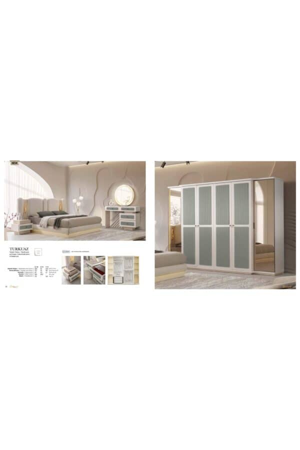 Trakya Mobi̇lya Çarşisi Şehzade Mobi̇lya Yatak Odasi Turkuaz Exclusive Seri̇si̇