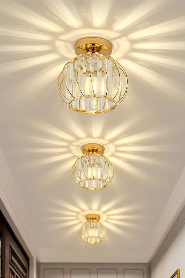 Trakya Mobilya Çarşısı Luna Lighting Bella Luce Kristal Taşlı Plafonyer Avize